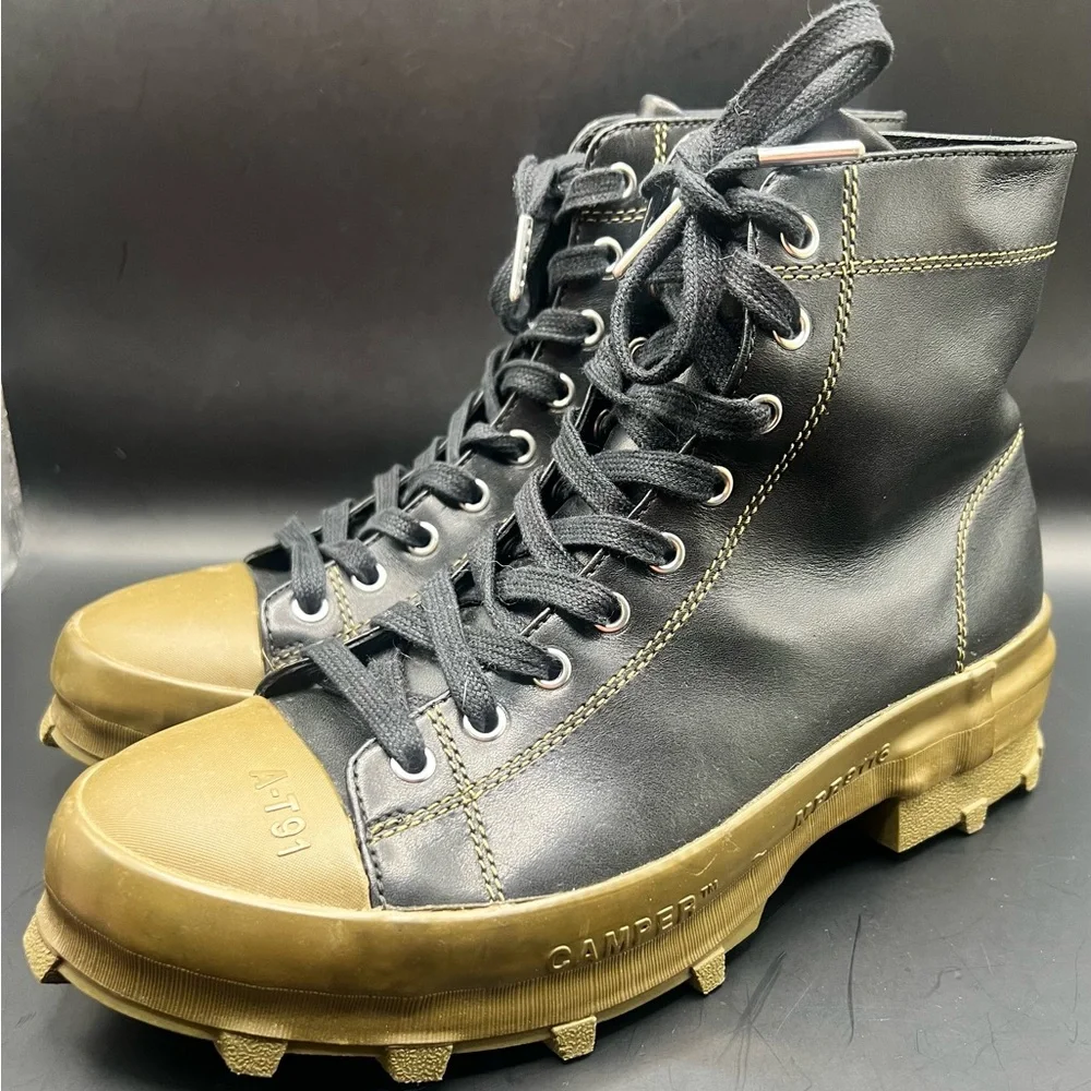 Camp Lab-Men's Black High-Top Boots with‎ Brown Toe, Size:41, Traktori